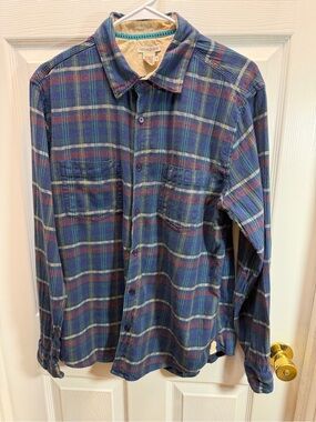 Carbon2Cobalt Men's Plaid Button-Down Shirt in Blue and Green